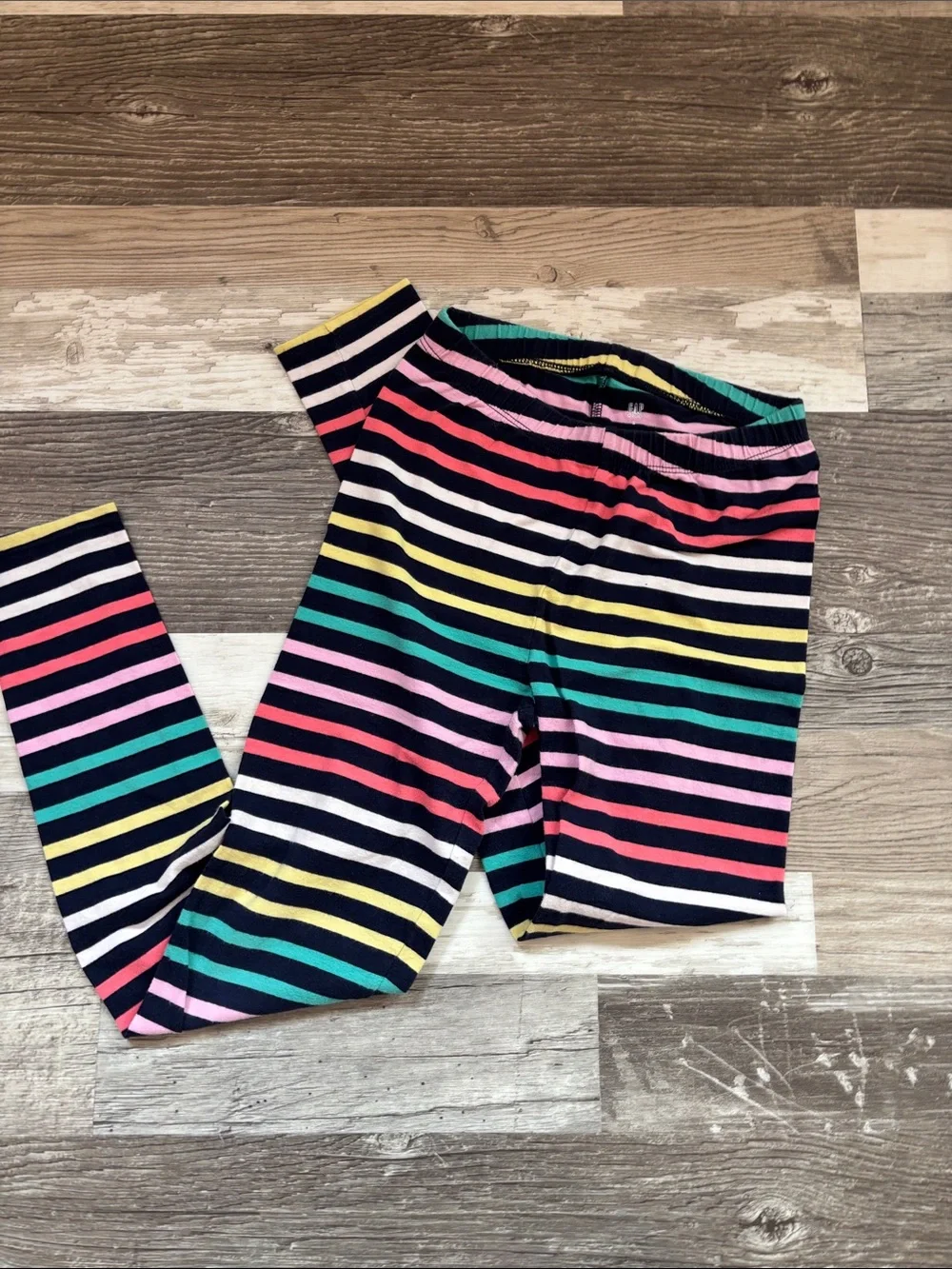 GAP Navy Knit Cardigan with Multicolor Striped leggings